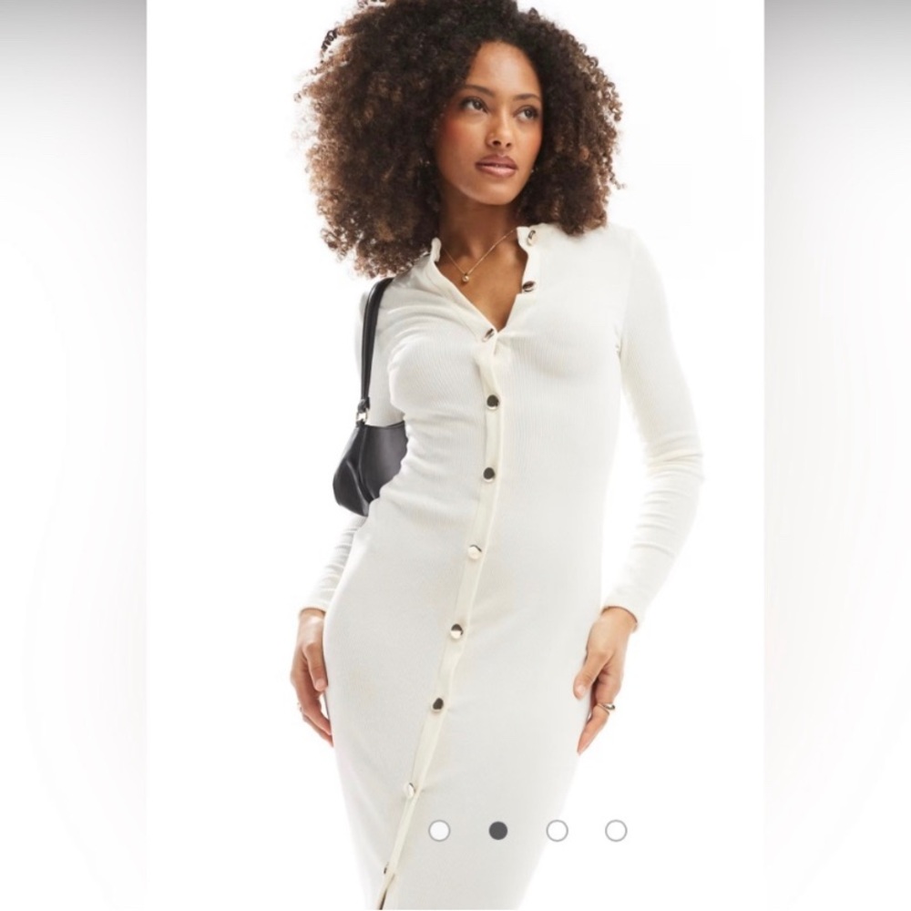 ASOS Ribbed button down dress , cream
